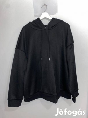 Új moletti fekete kapucnis felső pulóver - 5XL