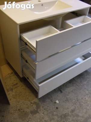 Új mosdószekrény 100 cm széles magasfényű fehér fürdőszoba bútor 3F