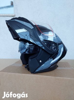 Új motoros bukósisak nyitható állú napszemüveges L méretben