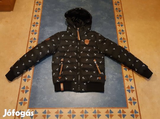 Új mutatós fekete-fehér horgonyos kapucnis meleg pufi kabát/dzseki 38