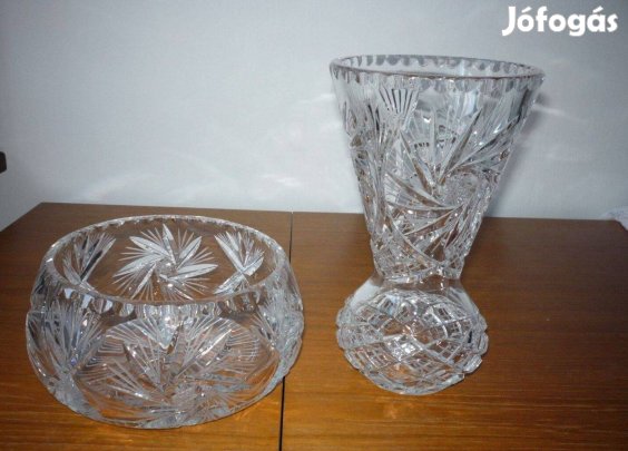 Új nagyméretű kristály váza és tál