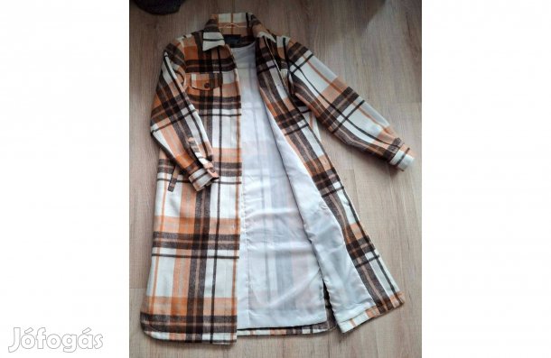 Új narancs kockás Bonprix ingkabát, 40-es méret