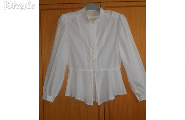Új női fehér blúz, különleges, elegáns, pamut, hosszú ujj. S -es