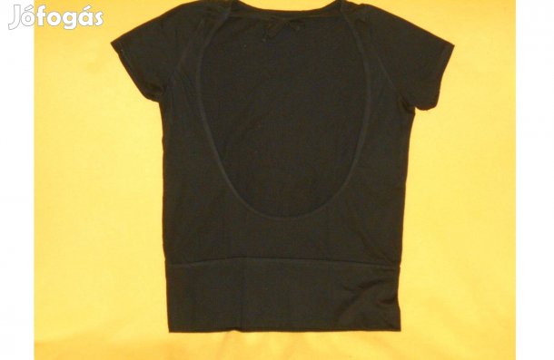 Új női fekete póló, divatos / háta nyitott, masnis/ Kb: S-M