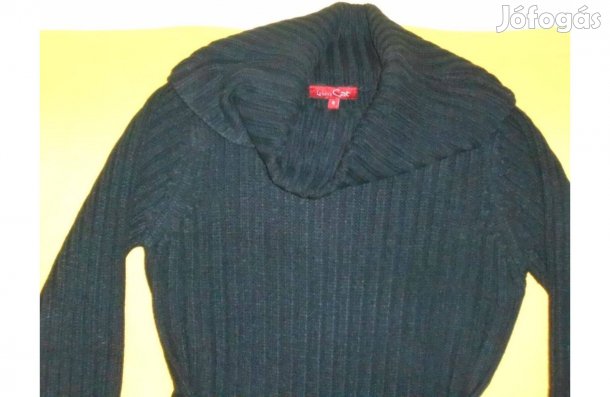 Új női fekete pulóver - divatos, hosszú, vastag, márkás. S - es
