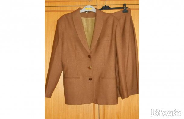 Új női kosztüm, elegáns, barna szövet, csinos - bélelt. 43 - as
