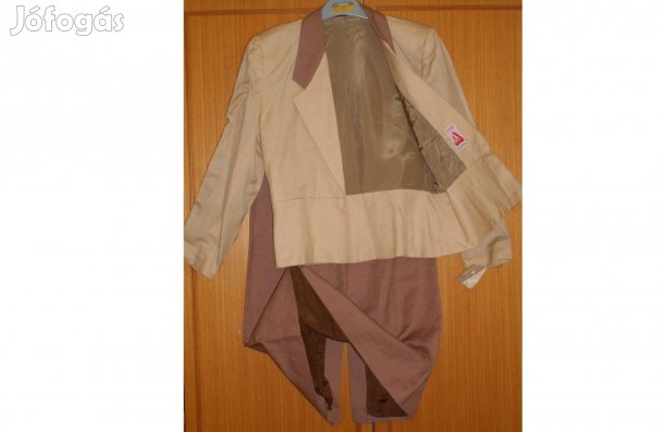 Új női kosztüm, szép, bézs-barna. Csinos, bélelt, 44 -es. M