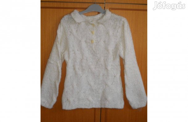 Új női pulóver. Gyönyörű, fehér, kötött, moher. M - es