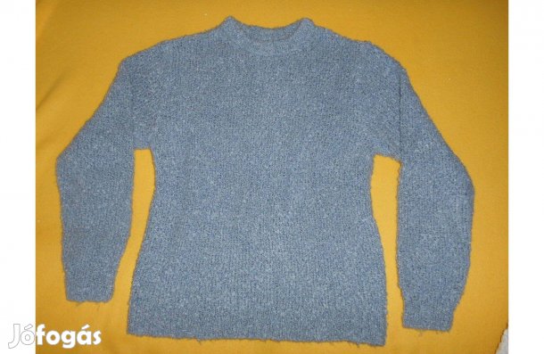 Új női pulóver, kézzel kötött. Szép, puha szürke, buklé . M - es