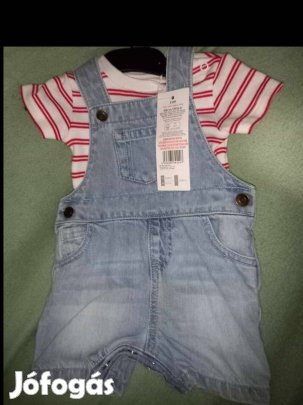 Új nyári tavasz gyerekruha farmer szett, kantáros farmernadrág