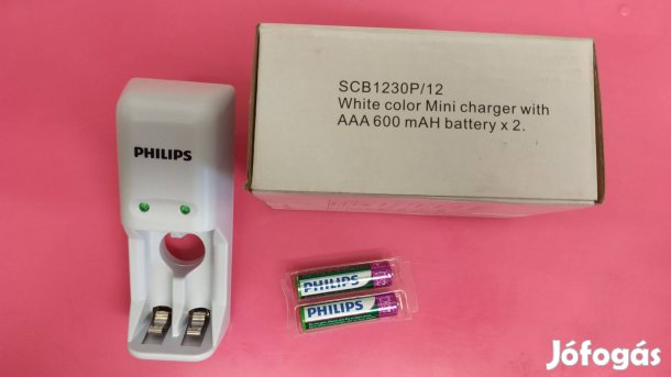 Új philips Mini akku töltő + akkuk