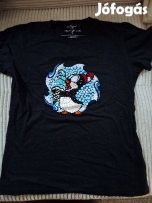 Új pingviines flitteres gyerek felső S-es