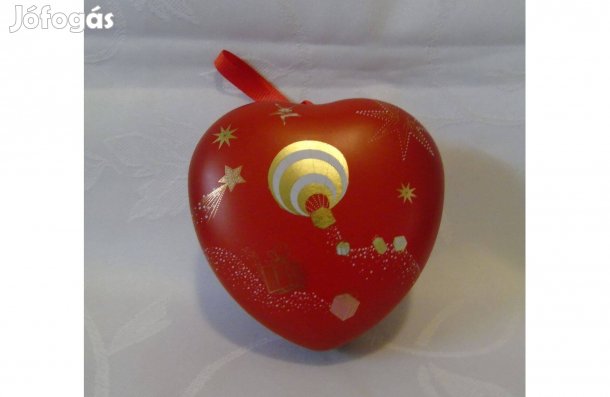 Új piros színű szív formájú fém festett ajándéktároló dísztárgy