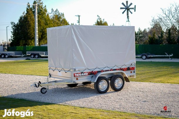 Új ponyvás utánfutó (265x150cm) rendszámmal akciósan 887.000 Ft!
