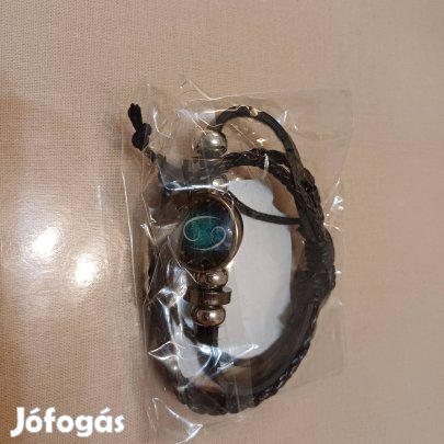 Új rák mintás barna bőr karkötő