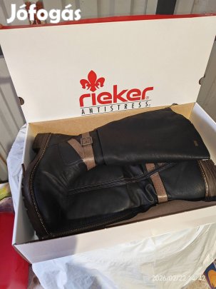 Új rieker női 38as bőrcsizma bakancs