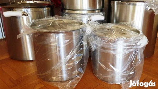 Új rozsdamentes acél edény ipari fazék fedövel 25 - 100 literig