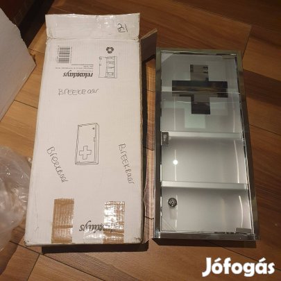 Új rozsdamentes gyógyszeres szekrény temperált üveggel mágneseszárral