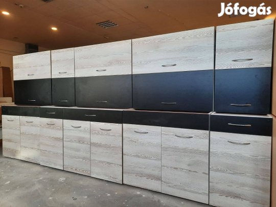 Új sonoma-fekete konyhabútor, akár bontva is (AO159)