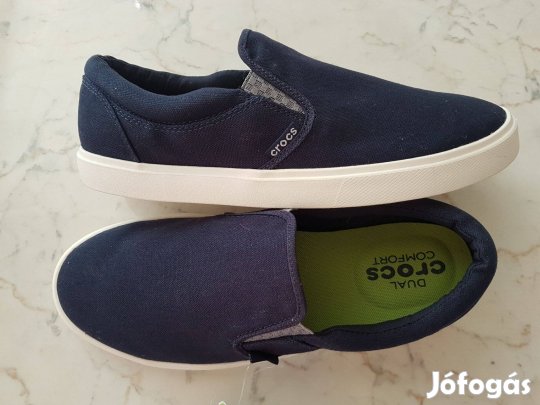 Új sötétkék Crocs vászon sneaker cipő 41 méret, Dupla komfortos belső