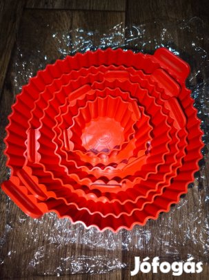 Új szilikon kosár - 6 db (piros) + Ajándék mikrós krumpli főző zsák