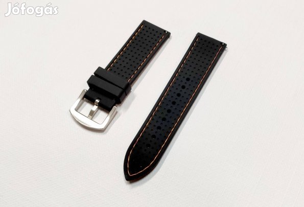 Új szilikon óraszíj 24 mm-es narancs színnel varrott