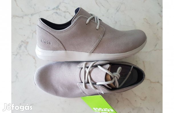 Új szürke Crocs fűzős vászon/bőr cipő 42 méret, Tripla komfortos belső
