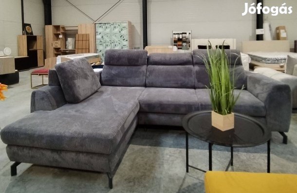 Új szürke kordbársony sarokkanapé
