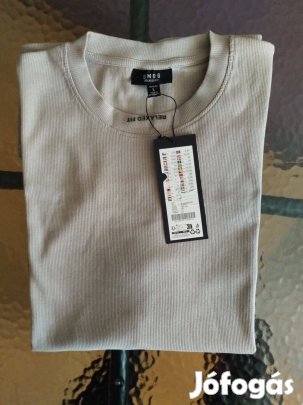 Új szürke vagy fehér Smog bordás szövésű férfi póló L méret