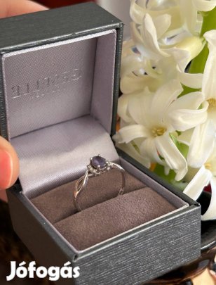 Új tanzanit és brill gyűrű 14k fehérarany Certifikát