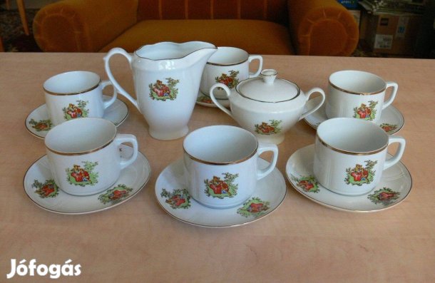 Új teás, capuccinós porcelán készlet, cukor tartó, kiöntő