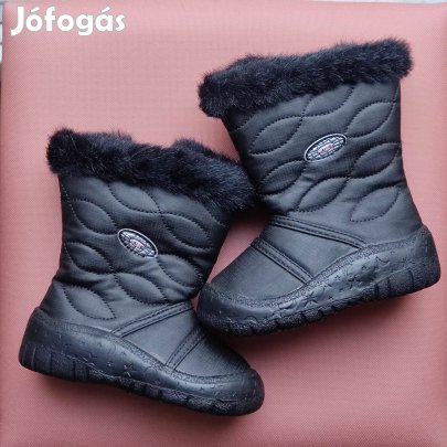 Új téli fekete lány bélelt csizma 20 / 21 - belső talphossz 12 cm