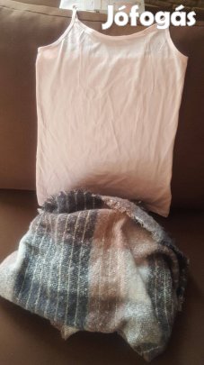 Új tini vagy női S-es halvány rózsaszín Gots biopamut vállpántos top