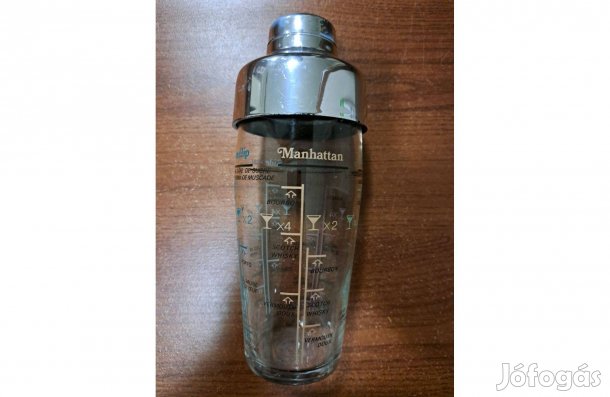 Új üveg koktél shaker receptmintákkal (Manhattan)