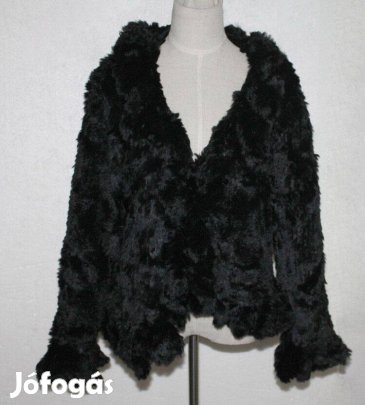 Új valódi fekete szőrme nyúlszőr kardigán kiskabát