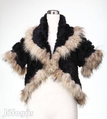 Új valódi szőrme kardigán boleró (nyúlszőr, mosómedveszőr)