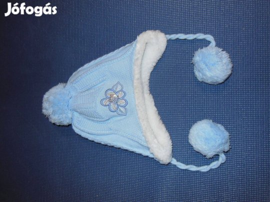 Új vastag, bélelt, világoskék, flitteres sapka