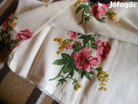 Új vászon szőtt 150x240cm szépséges virágos abrosz terítő