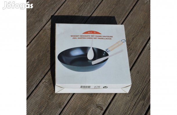 Új wok serpenyő 30 cm kiegészítőkkel