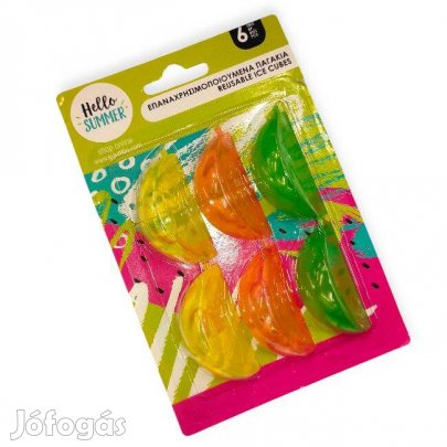 Újrafelhasználható műanyag jégkockák zöld narancssárga citrom mintával