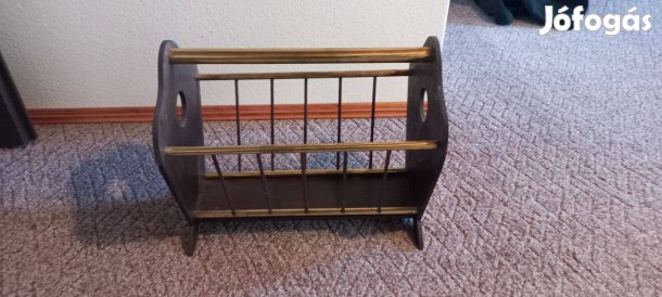 Újságtartó fa-fém retro