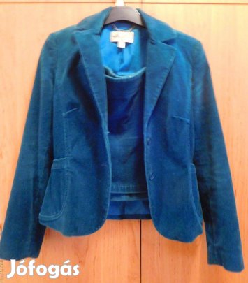 Újsz. gyönyörű Mango kosztüm, smaragd zöld blézer + mini szoknya