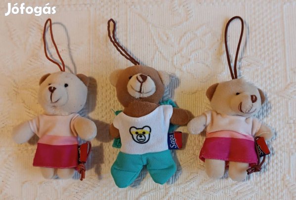 Újszerű 3 db Aranyos Puha "Sága" Tea Pici Maci Plüssök