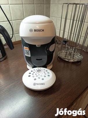 Újszerű Bosch Tassimo kávékapszulás gép+kapszulatartó állvány