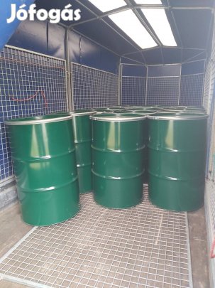 Újszerű Csatos fém lemez hordó 200L - Festetlen belsejű - Ár/db