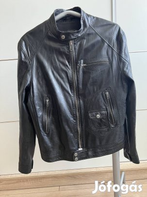 Újszerű David Moore fekete valódi bőrdzseki L méret