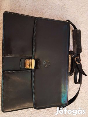 Újszerű Giudi olasz fekete színű bőr aktatáska