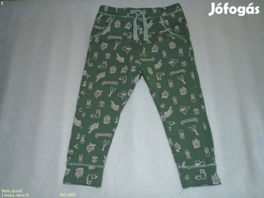 Újszerű Hema zöld és mintás jogger nadrág 2 évesre (méret 92)