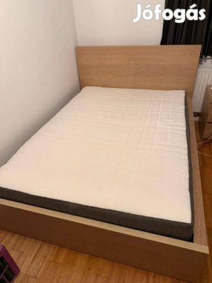 Újszerű Ikea Malm tölgy franciaágy 140x200+ágyrács+matrac