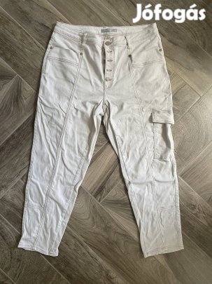 Újszerű Női Betty & Co Cargo Nadrág Farmernadrág Világos Krém Színű 44